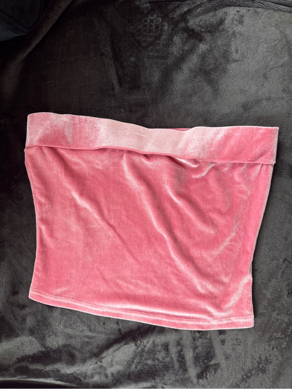 Finesse Pink Velvet Strapless Crop Top